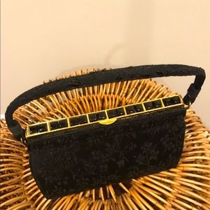 Vintage Empress Black Brocade Purse